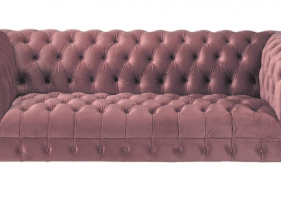 Fuchsia Samt Couch Luxus Polster Chesterfield Möbel Sofa mit Knöpfen Dreisitzer